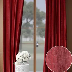 Aura Maroon Set of 2 Room Darkening Door Curtain-image-7
