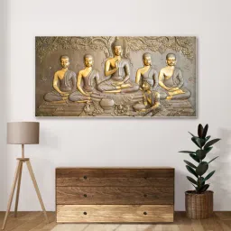 nestroots Canvas Framed Buddha Painting with Disciples Wall Painting-picture-22
