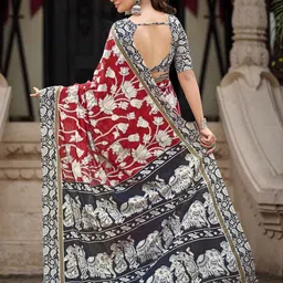 all about you Ethnic Motifs Printed Zari Pure Cotton Bagru Saree image 5