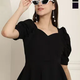 Tromko Women Pack Of 2 Sweetheart Neck Puff Sleeve Empire Top-picture-29