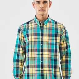 Snitch Men Tartan Checked Button-Down Collar Cotton Casual Shirt-picture-38