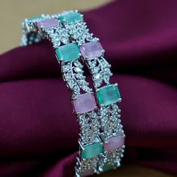 Wedding Chuda by Hitesh Bangles Women Set of 2 American Diamond Studded Bangles-picture-19