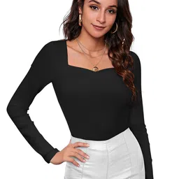 DHRUVIL IMPEX Women Solid Sweetheart Neck Cotton Top-picture-35