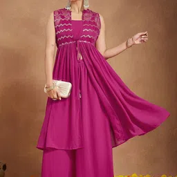 Janasya Women Embellished Anarkali Kurta with Sharara-picture-16