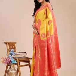 Mitera Ethnic Motifs Printed Zari Banarasi Saree image 2