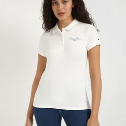 Tommy Hilfiger Women Polo Collar Slim Fit T-shirt-image-82