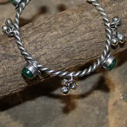 gurjari jewellers Women Oxidised Green Stone Kada Bangle image 4
