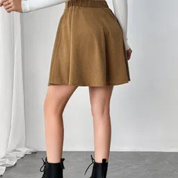 Outzidr High Waist Front Button Above-Knee Skirt image 2
