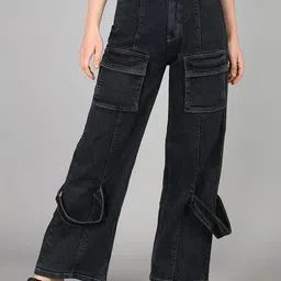 DressBerry Women Comfort Wide Leg High-Rise Light Fade Acid Wash Stretchable Jeans-picture-34
