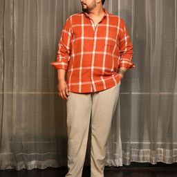 Instafab Plus Checked Comfort Spread Collar Cotton Shirt-image-13