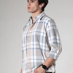 Espanshe Tartan Checked Long Sleeves Pure Cotton Shirt image 5