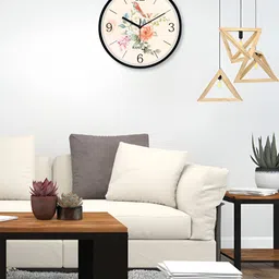 RANDOM Cream-Coloured & Pink Printed Contemporary Wall Clock image 3