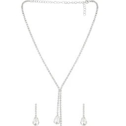 Peora Silver-Plated Crystals-Studded Jewellery Set image 1