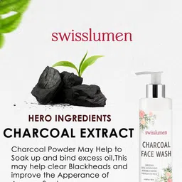 SWISSLUMEN Charcoal Face Wash With Aloe Vera Extract - 100 ml image 4