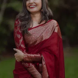 KALINI Ethnic Motifs Zari Silk Blend Banarasi Saree image 4