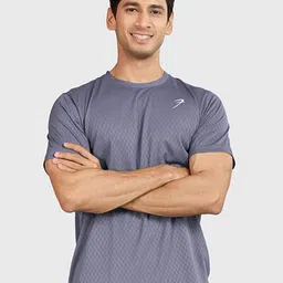 FUAARK Men Anti Odour Self Design Round Neck T-shirt image 3