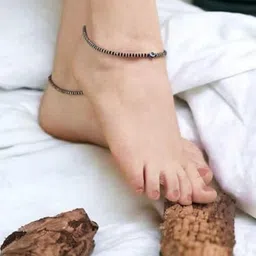 DN Creation Silver-Plated Artificial Stones and Beads Anklet image 3