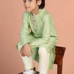 KISAH Boys Floral Embroidered Regular Thread Work Kurta with Trousers-picture-39