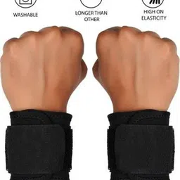 gymwar WRIST SUPPORT BLACK (Pair) Hand Grip/Fitness Grip-picture-18