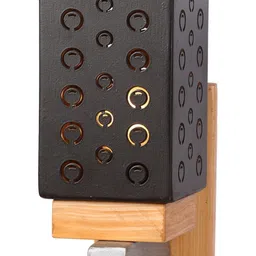 1ST TIME Black & Black Textured Wood Square Shaped Wall Lamp image 3