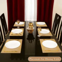 Aura Gold-Toned 6 Pieces Border Chatai Designed Heat-Resistant Reusable Table Placemats image 4