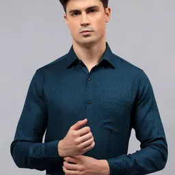 APEKTRA Men Relaxed Slim Fit Textured Spread Collar Cotton Formal Shirt-image-93