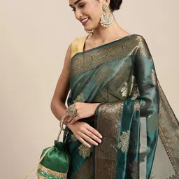 KIMISHA Woven Design Zari Organza Kanjeevaram Saree image 3