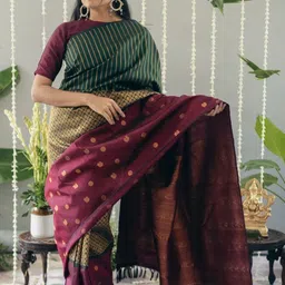 CANIZZARO Woven Design Zari Silk Blend Banarasi Saree image 3
