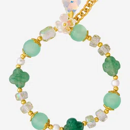 Kushal's Fashion Jewellery Women Gold-Plated Zircon Studded & Beaded Elasticated Bracelet-picture-19