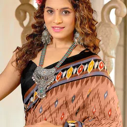 HMP Fashion Ethnic Motifs Printed Ikat Saree image 2