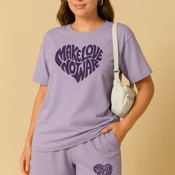 kshs Women Top & Shorts Set Purple Printed-picture-18