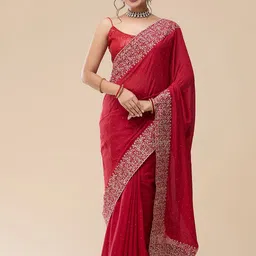 Vervee Couture Embellished Beads and Stones Tissue Saree image 1
