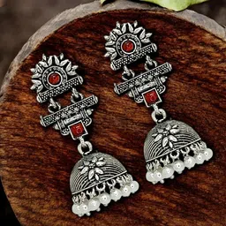FEMMIBELLA Geometric Jhumkas Earrings-image-7