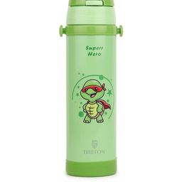 Briiton Kids Green Single Stainless Steel Printed Water Bottle - 350ml-picture-6