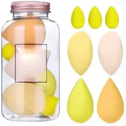 Elastic Soft 7in1 Makeup Perfecting Sponge Puff Beauty Blender with Plastic Jar-image-1