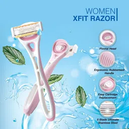 kai Xfit 5 Blades Body Razor For Women with 2 Cartridge, for Sensitive Skin, Women-picture-24
