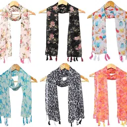 stolevilla Printed Chiffon Women Multicolor Scarf, Stole, Fancy Scarf-picture-37
