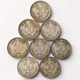 shubhcoins 50 Paisa Copper-Nickel Set (1972-80) Very Rare and Collectible for Kids Medieval Coin Collection-picture-11