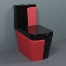 d o t C/T020 Premium Quality Shining Black Commode With Red Matt Finish And Round Flush Button Western Commode-picture-19