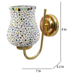 Devansh White & Gold-Toned Textured Contemporary Metal Bell Wall Lamp image 2