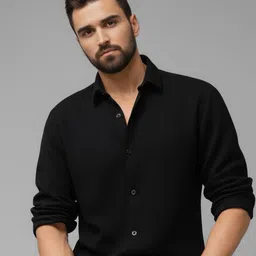 metronaut Men Regular Fit Solid Spread Collar Casual Shirt image 2