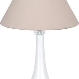glowhere Farmhouse Matte Table Lamp, Khadi Cone Shade, E27 Bedside & Living Room Table Lamp image 2