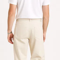 estrorax Men Straight Fit Mid Rise White Jeans image 2