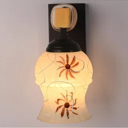 1ST TIME Brown & White Printed Wood Contemporary Wall Lamp image 4