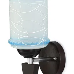 1ST TIME Set Of 2 Blue & White Glass Textured Cylinder Shaped Decorative Wall Lamp-picture-36