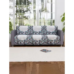 HOMESTIC Blue & White Printed Cotton Sofa Cover-picture-37
