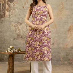 EthniFlair Women Floral Printed Pure Cotton Straight Kurta-image-39