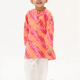 Peekaaboo Kids Boys Leheriya Printed Regular Pure Cotton Kurta with Pyjamas-picture-24