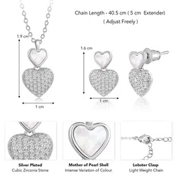 Peora Silver-Plated Cubic Zirconia Studded Heart Shaped Jewellery Set With Red Rose Box image 5
