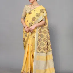 NEGRONI Ethnic Motifs Embroidered Kasavu Saree image 5